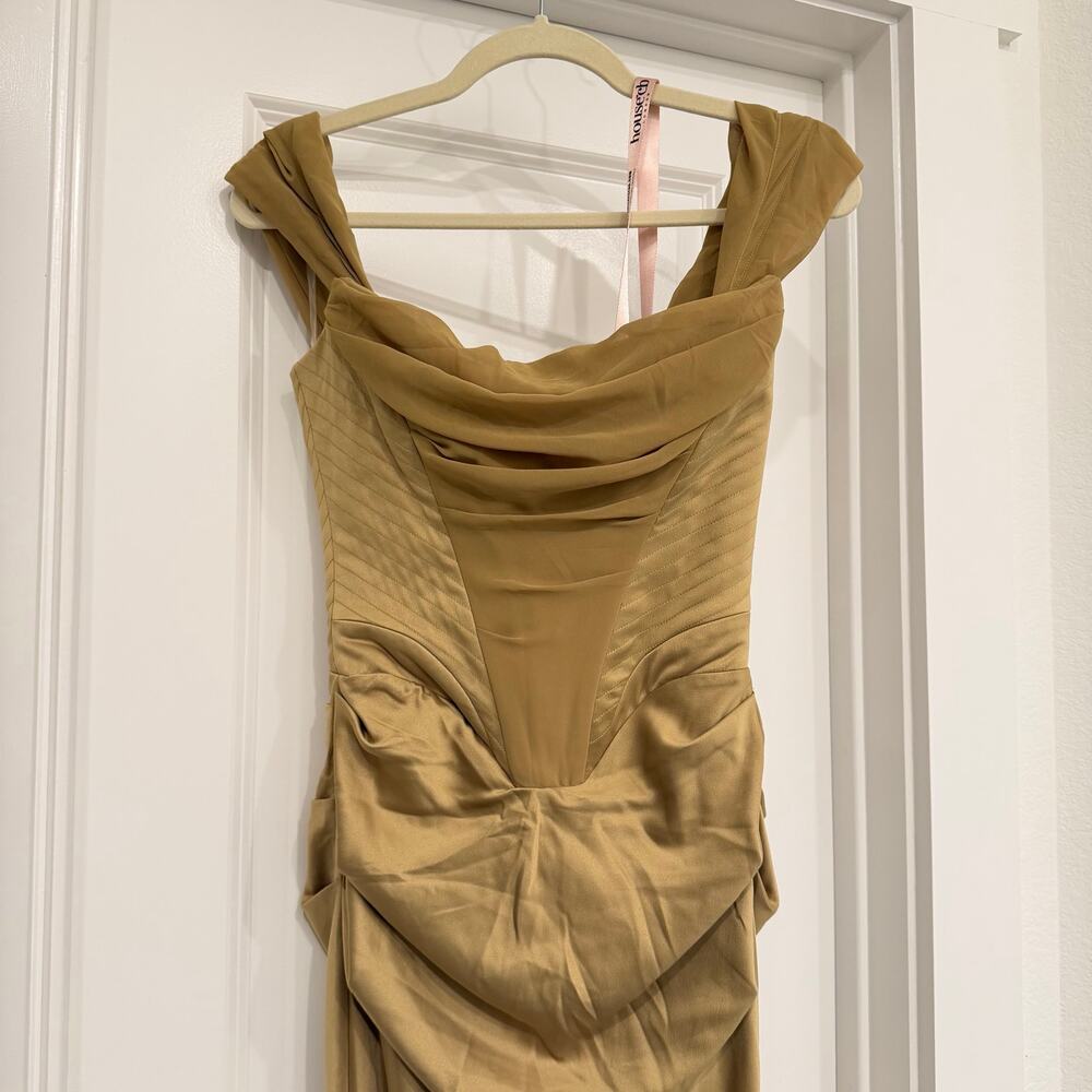 NWT House of CB Natalya Olive Satin Corset Midi Dress Size XS - Picture 5 of 8
